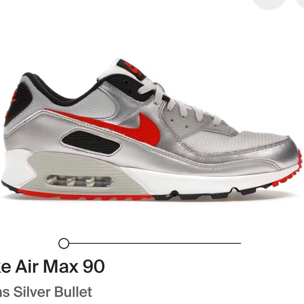 Nike Air Max 90 Silver and Red Sneakers